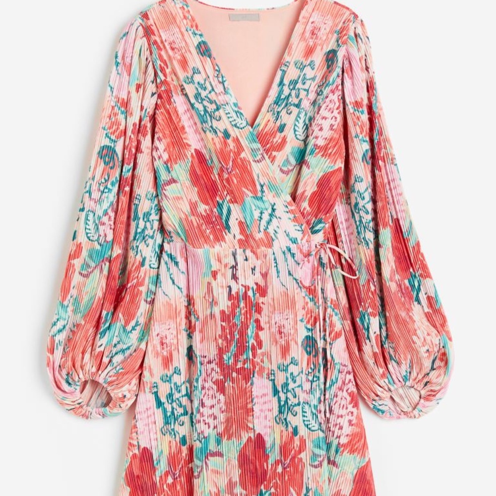 H&M Pleated Wrapper Dress SZ M